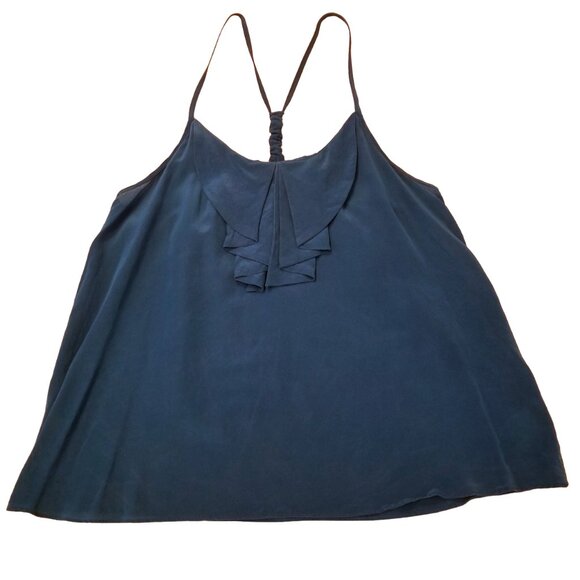Kimchi Blue Silk Flowy Tank Top Small Blue Women Urban Outfitters Pleated Design - Picture 1 of 9